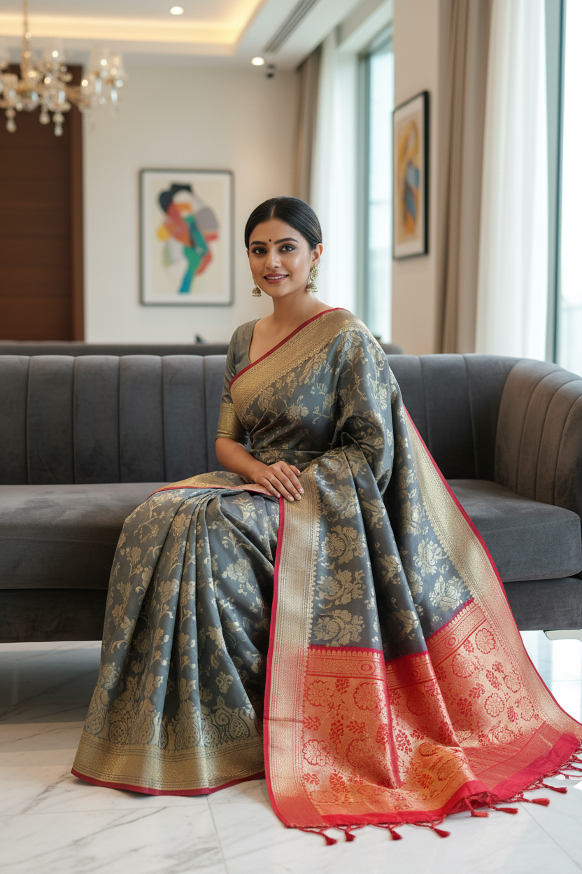 Banarasi Dual-Tone - Velvet Sofa