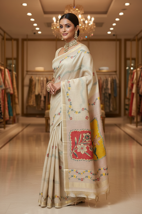 Batik Panel Saree Pose 2