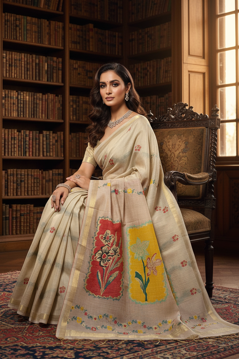 Batik Panel Saree Pose 3
