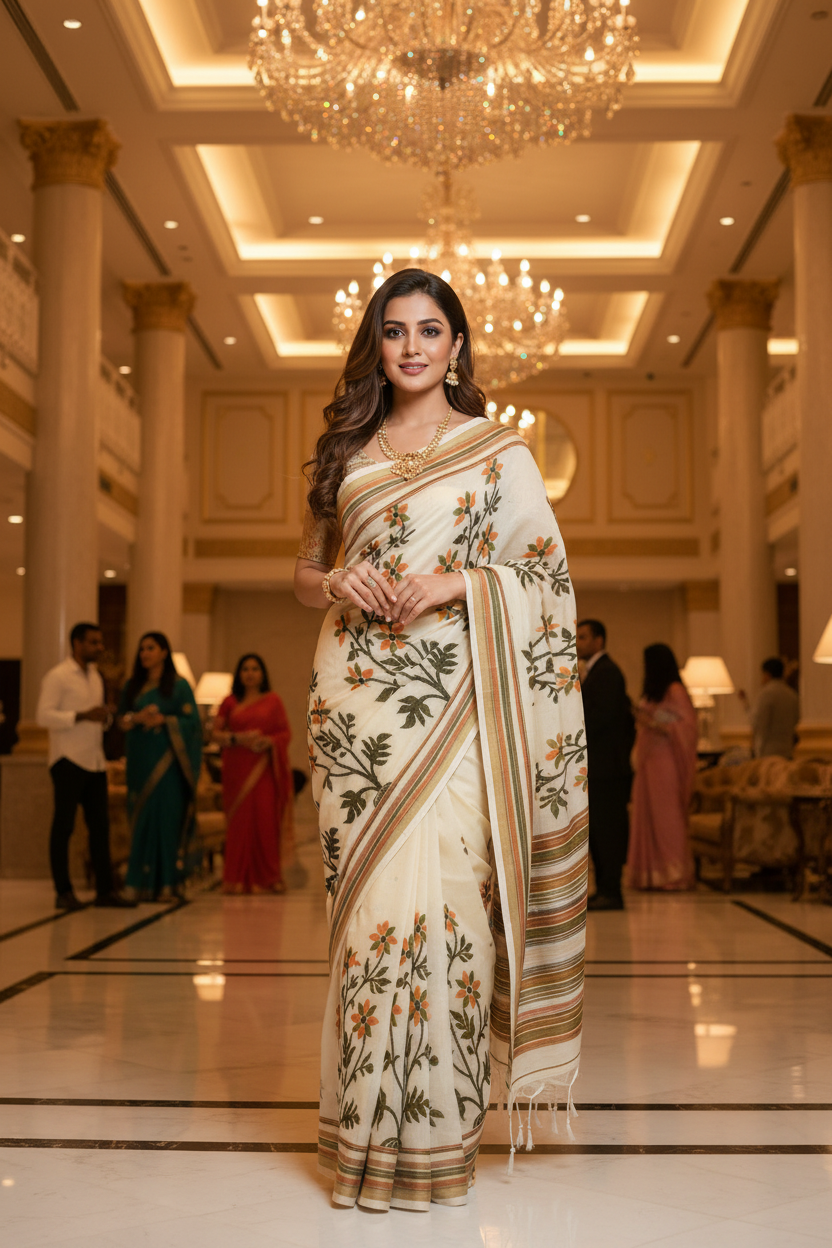 Kantha Tussar Saree - Hotel Lobby