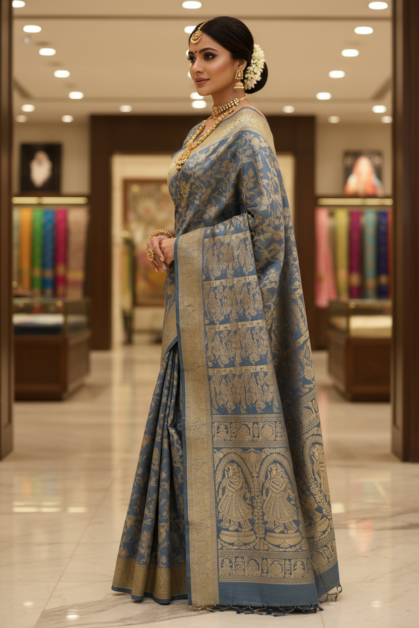 Baluchari Silk Saree - Side View