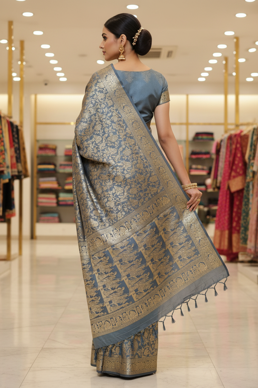 Baluchari Silk Saree - Back View