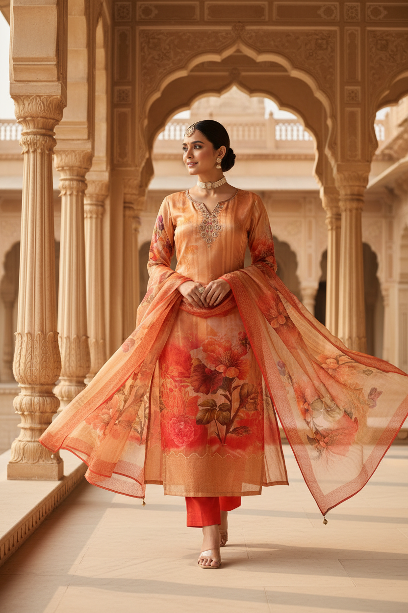 Heritage palace courtyard campaign shot