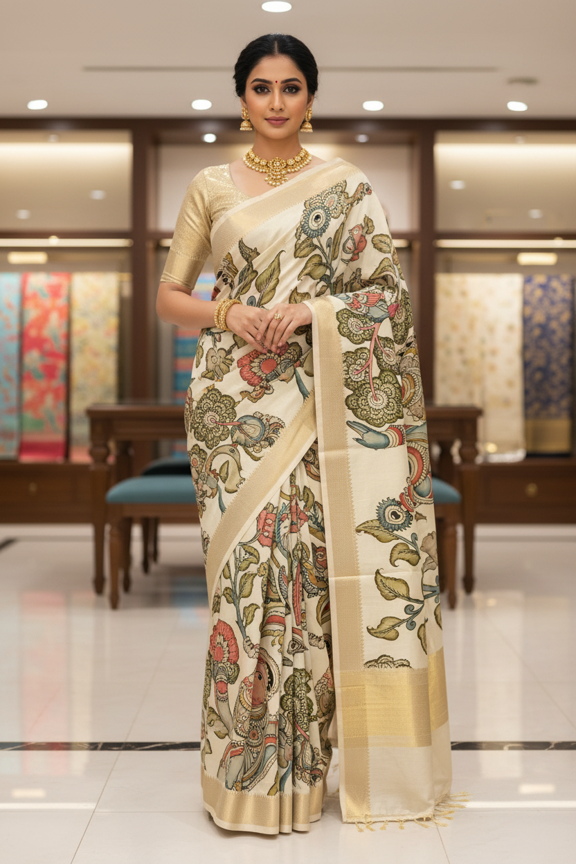 Kalamkari Saree - Front View