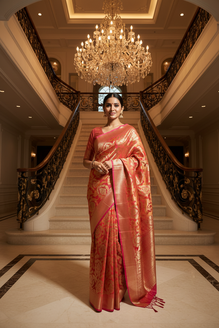 Orange Banarasi - Grand Staircase