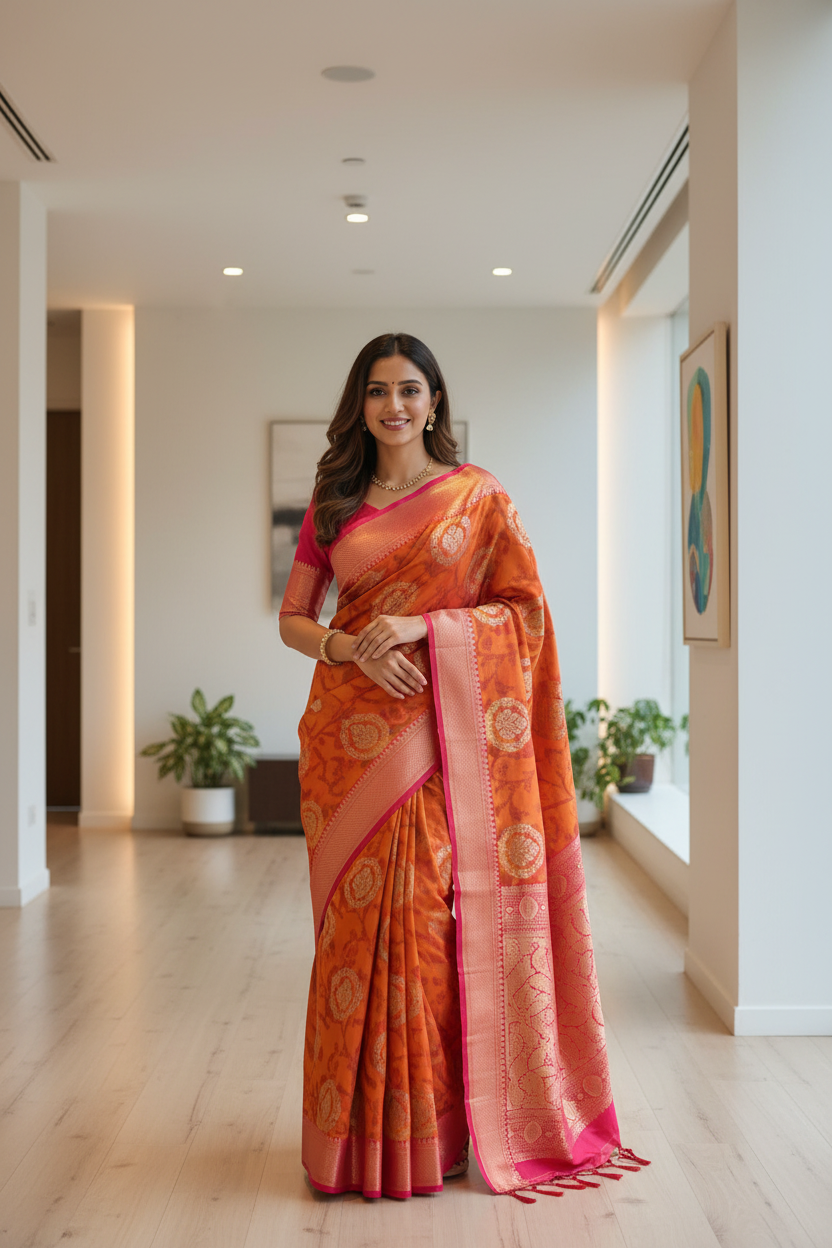 Orange Banarasi - Modern Interior