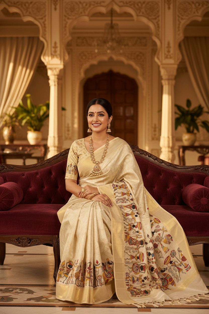 Palace Interior Seated - Warli Saree