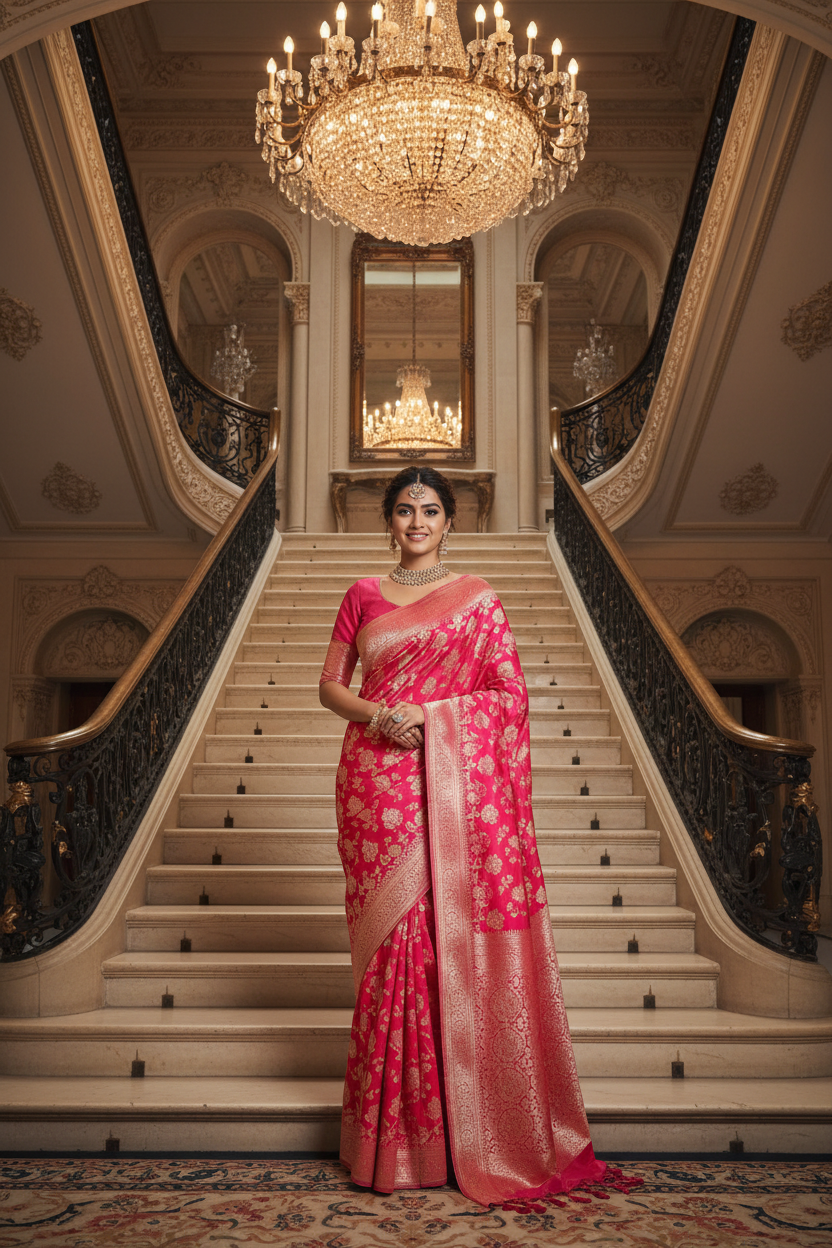 Pink Satin Silk - Grand Staircase