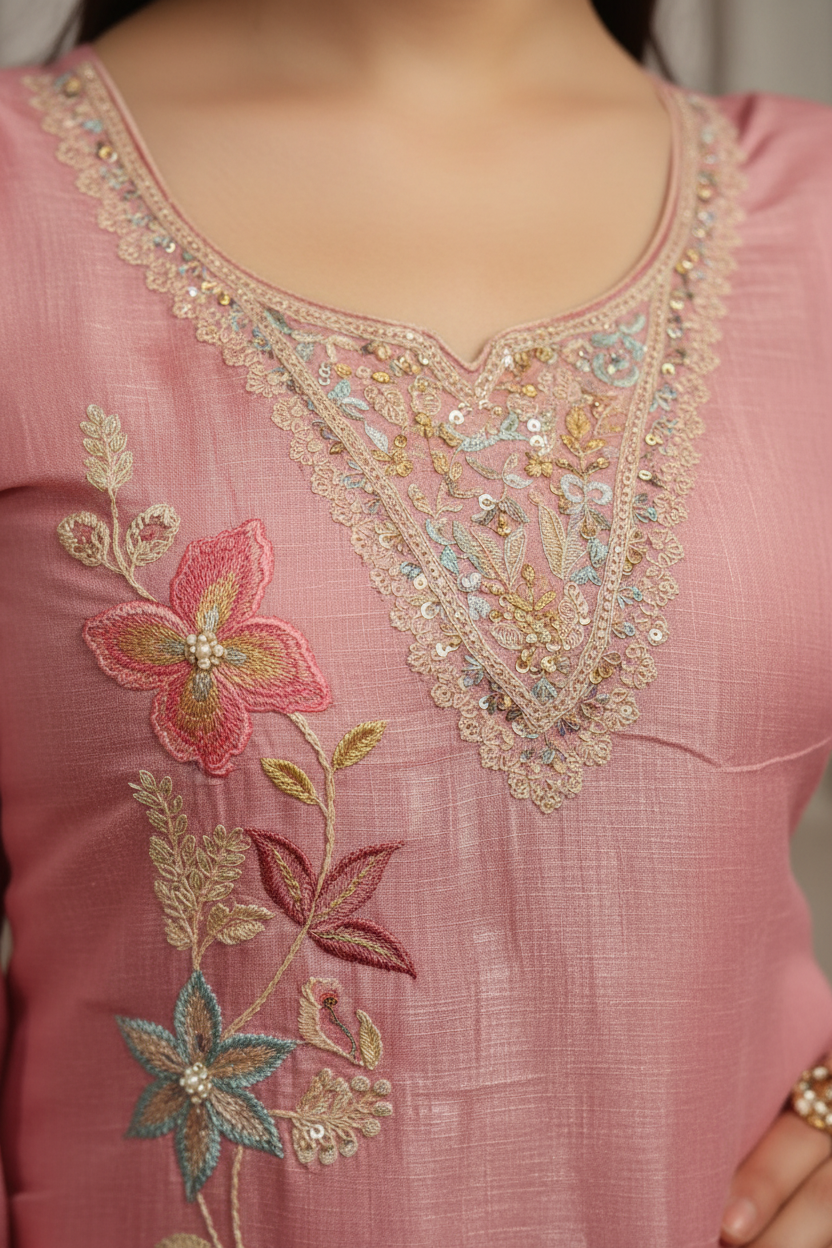 Pink Suit Embroidery Detail