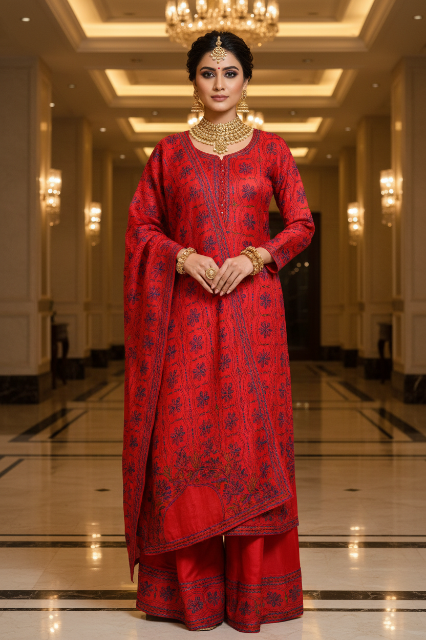 Red Kantha Pose 1