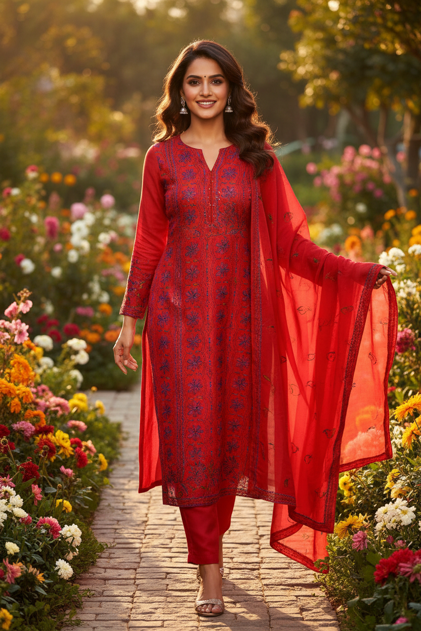 Red Kantha Pose 2