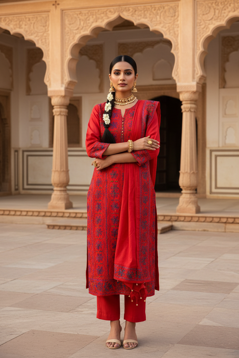 Red Kantha Pose 4