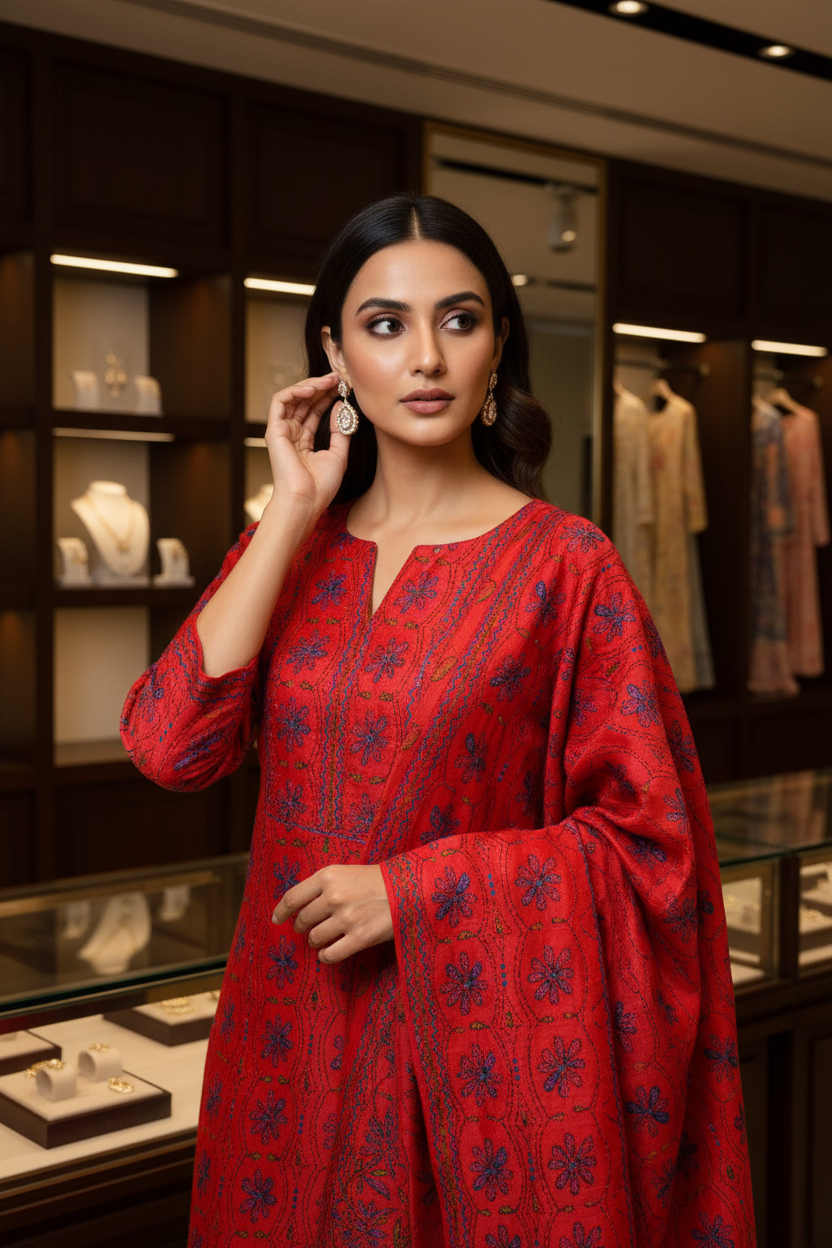 Red Kantha Pose 5