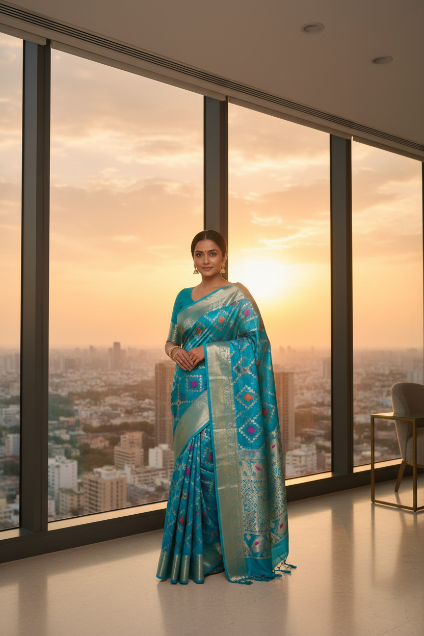 Turquoise Jamdani - Penthouse